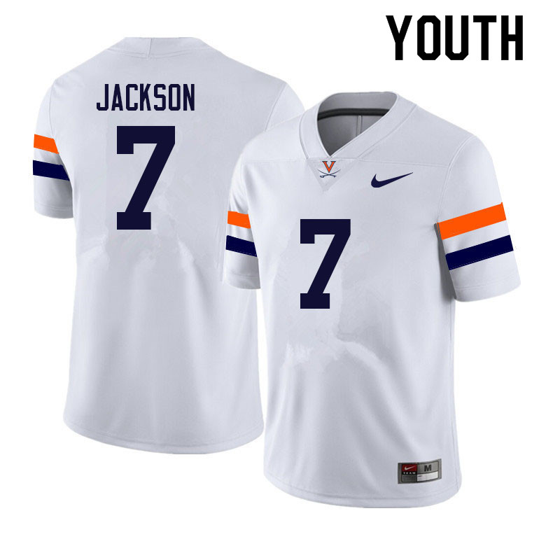 Youth #7 James Jackson Virginia Cavaliers College Football Jerseys Sale-White - Click Image to Close